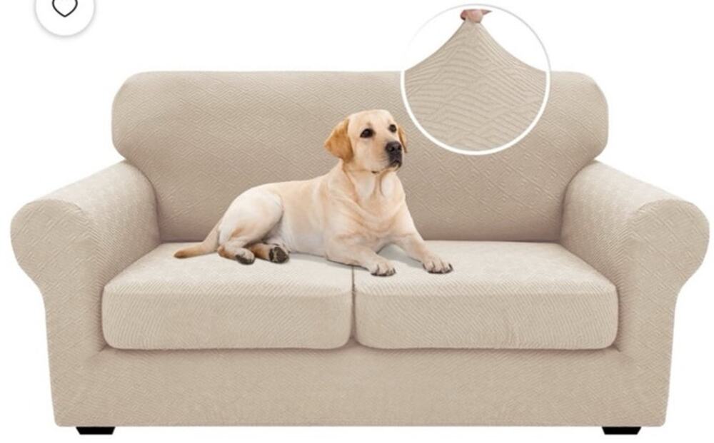 BRAND NEW ~ 3pc Light Beige Stretchy Washable Slipcover Loveseat Sofa Cover
